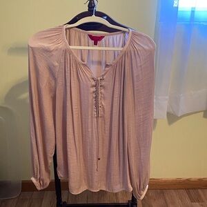 Jennifer Lopez Light Pink Lace-Up Blouse